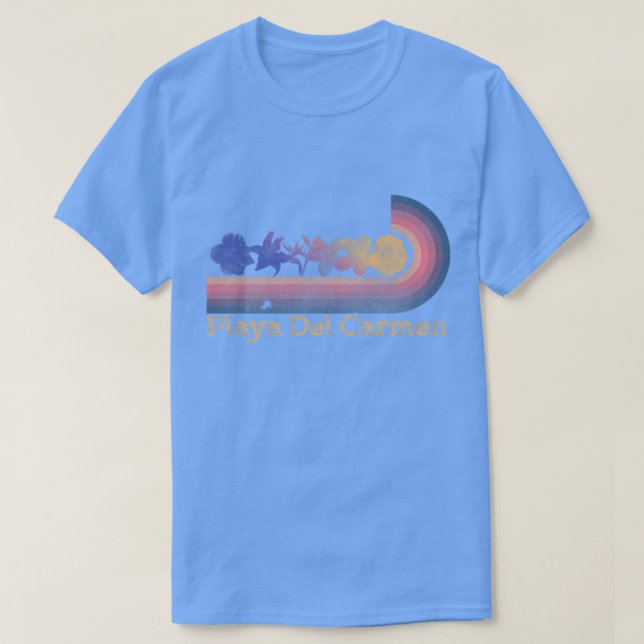 Camiseta Retro Playa Del Carmen Flores Tropicales Estilo de (Diseño del anverso)