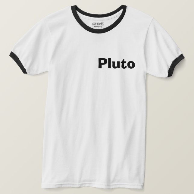 Camiseta Retro Plutón "Nunca Olvides"  (Anverso del diseño)