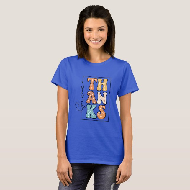 Camiseta Retro Polka Dot 'THANKS' Design (Anverso completo)
