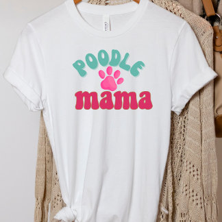 Camiseta Retro Poodle Mama Dog Print T-Shirt