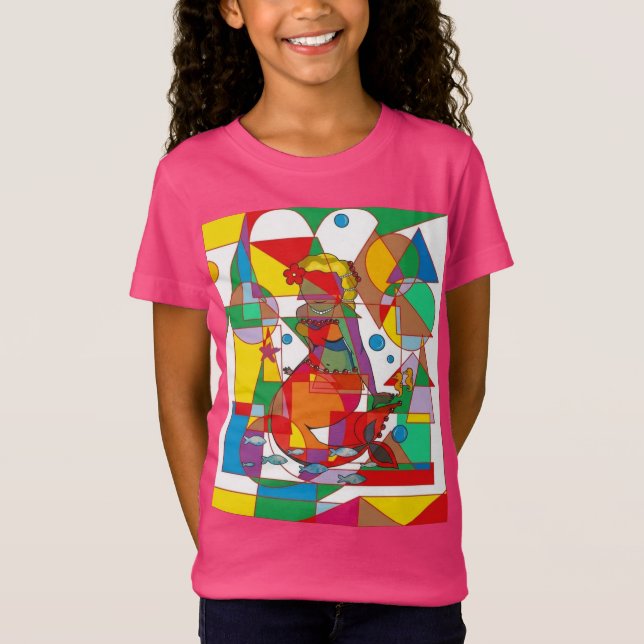 Camiseta Retro Pop Art Mermaid Colorful Comic Style Square  (Anverso)