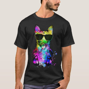 Camiseta Retro Pop Belga Retrato de Perro Malinois con Cabe