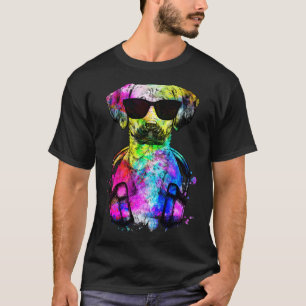 Camiseta Retro Pop Black Mouth Cur Retrato de perro con cab