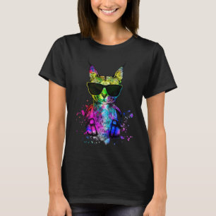 Camiseta Retro Pop Caracal Retrato de gato salvaje con auri
