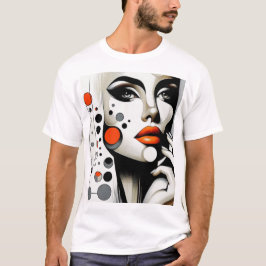 Camiseta Retro Pop Diva: Elegancia Geométrica Resumen de Ar