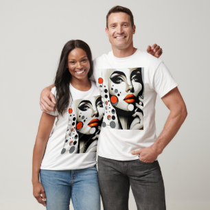 Camiseta Retro Pop Diva: Elegancia Geométrica Resumen de Ar