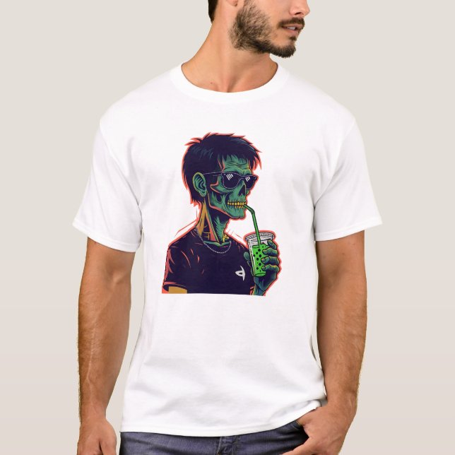 Camiseta Retro-Pop Retrato Zombie Con Gafas De Sol (Anverso)