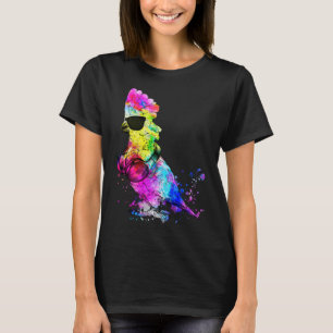 Camiseta Retro Pop Umbrella Cockatoo Bird Retrait Headphon