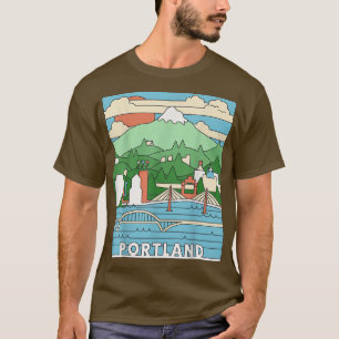 Camiseta Retro Portland Oregon Art White Stag SignMt 