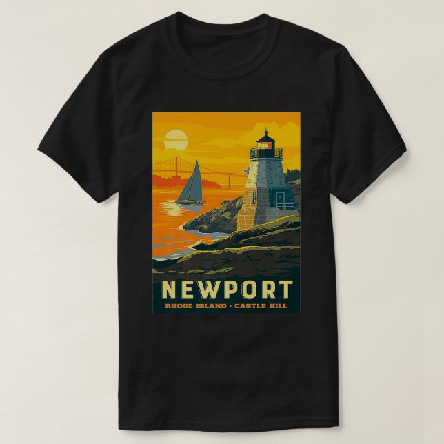 Camiseta Retro Poster Newport Rhode Island Castle Hill Newp (Diseño del anverso)