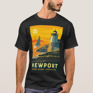 Camiseta Retro Poster Newport Rhode Island Castle Hill Newp