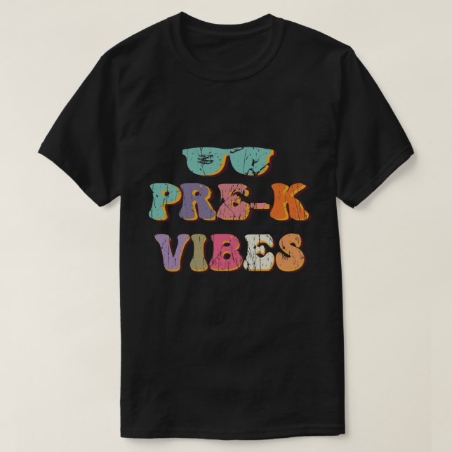 Camiseta Retro Pre K Vibes De Vuelta Al Primer Día Del Maes (Diseño del anverso)