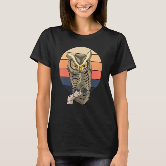 Camiseta Retro Predator Wise Bird Forest Animal Owl (Anverso)