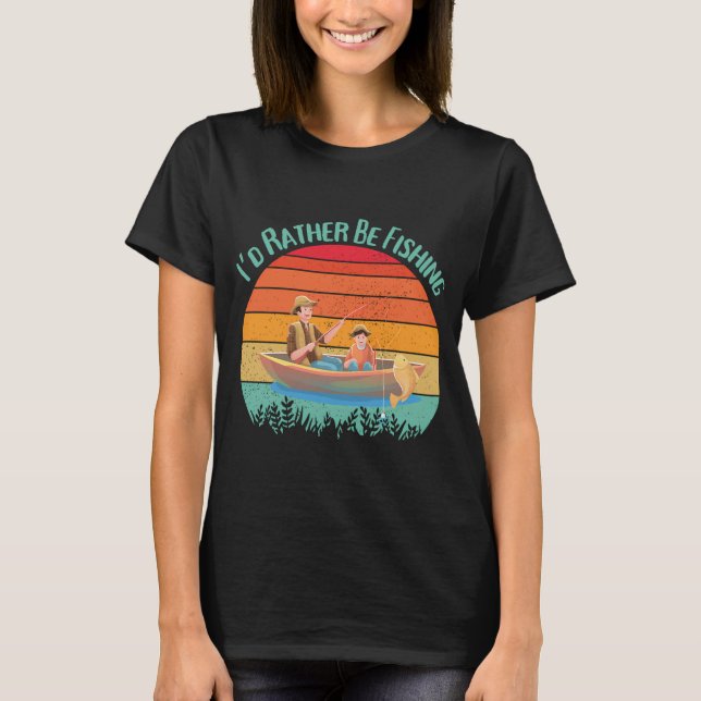 Camiseta Retro Preferiría Estar Pescando (Anverso)