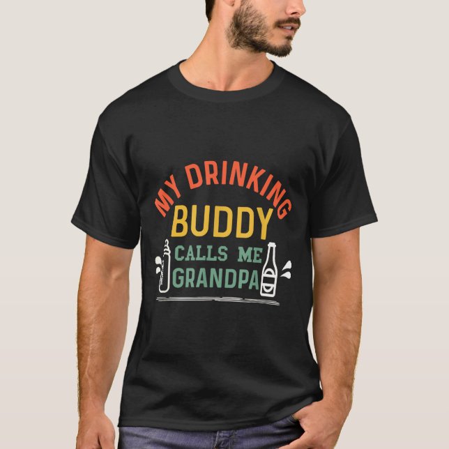 Camiseta Retro Pregnancy Announcement Grandpa My Drinking B (Anverso)
