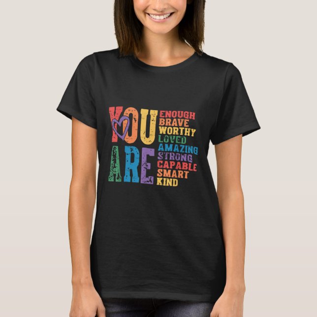 Camiseta Retro Pride Mental Health You Are Enough Brave Wor (Anverso)