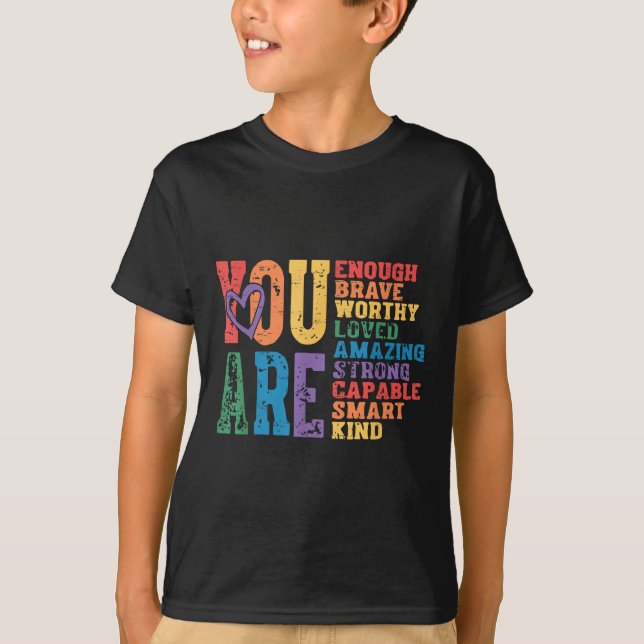 Camiseta Retro Pride Mental Health You Are Enough Brave Wor (Anverso)