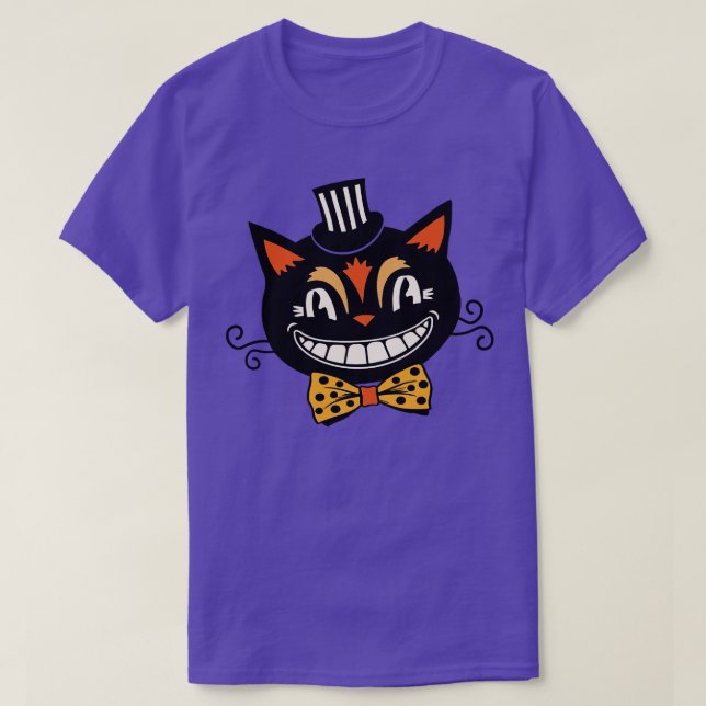 Camiseta Retro primitivo de circo de gato negro de Hallowee (Diseño del anverso)