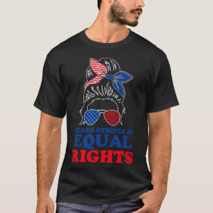Camiseta Retro Pro Choice Messy Bun Womens Stars Stripes Eq