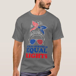 Camiseta Retro Pro Choice Messy Bun Womens Stars Stripes Eq