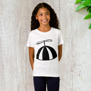 Camiseta Retro Propeller Beanie Whimsical Negro y Blanco