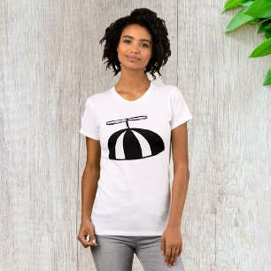 Camiseta Retro Propeller Beanie Whimsical Negro y Blanco
