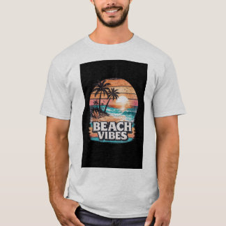 Camiseta Retro Puesta de Sol Vibraciones de Playa