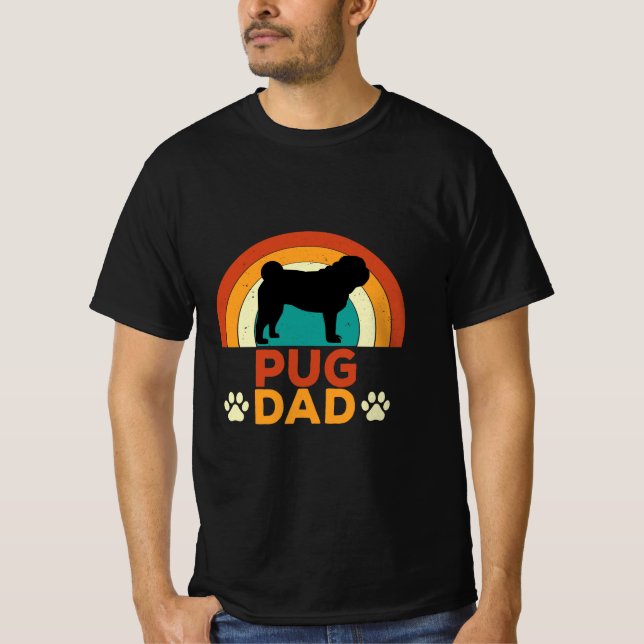Camiseta Retro Pug Papá (Anverso)