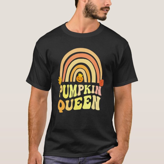 Camiseta Retro PUMPKIN QUEEN Rainbow Carver Lady Fall Carvi (Anverso)