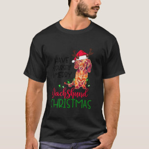 Camiseta Retro Que Te Hagan Merry Dachshund Navidades Wein