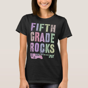 Camiseta Retro QUINTO GRADO ROCKS Maestra Rockstar Equipo 5