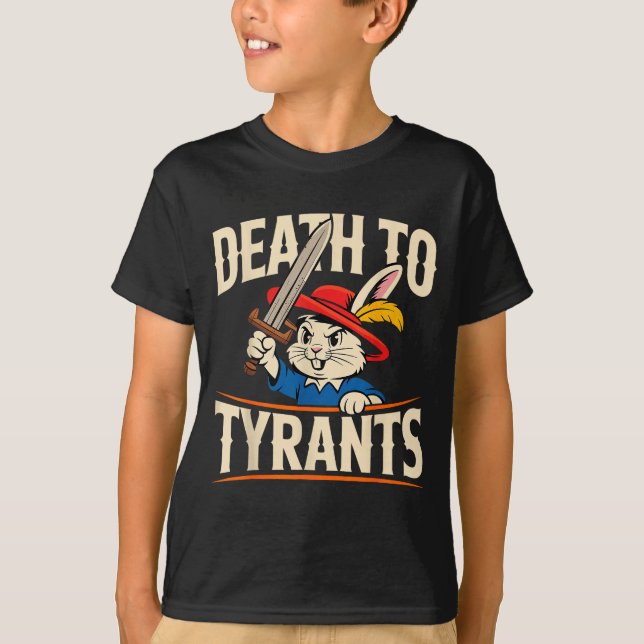 Camiseta Retro Rabbit Meme Death To Tyrants Funny  (Anverso)