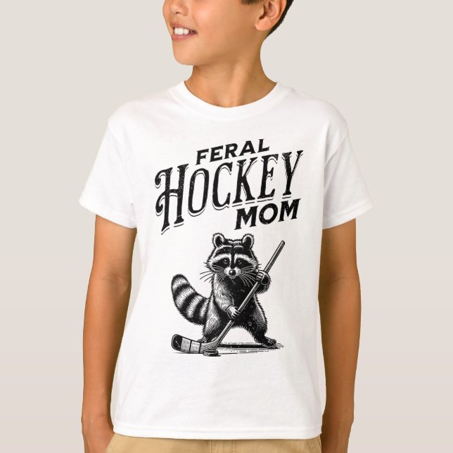 Camiseta Retro Raccoon Feral Hockey Mom Hockey Player Trash (Anverso)