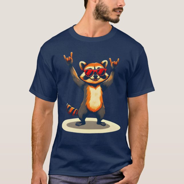Camiseta Retro Raccoon Rock Music Funny Raccoon Rockrash vi (Anverso)