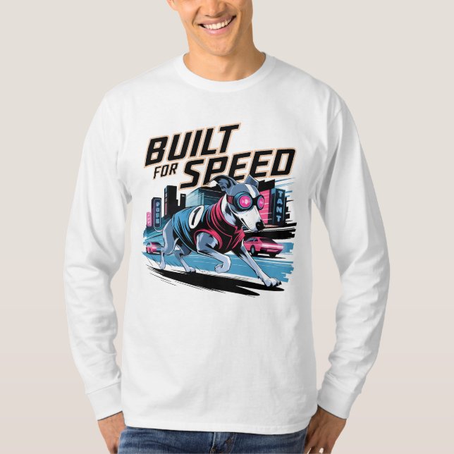 Camiseta Retro Racer Greyhound - Construido para Perro de V (Anverso)