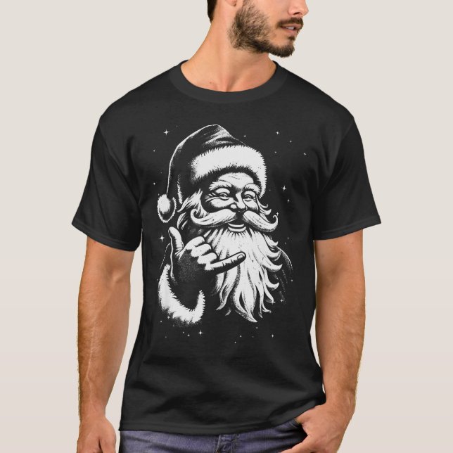 Camiseta Retro Rad Christmas Mele Kalikimaka Santa Shaka Ha (Anverso)