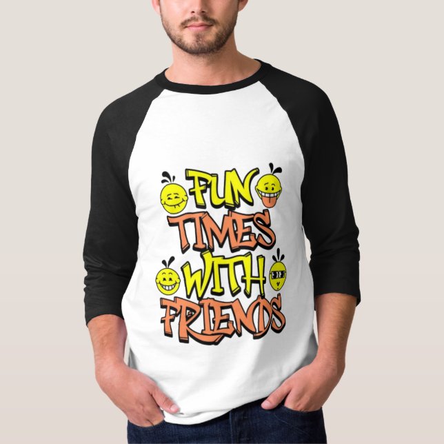 Camiseta Retro Raglan "Fun Times" para Hombres - E (Anverso)