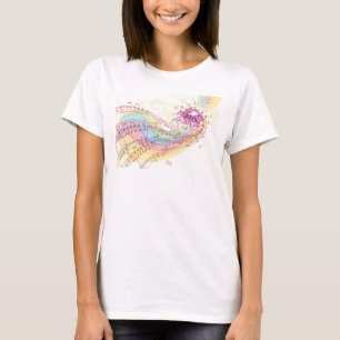 Camiseta Retro Rainbow and Music Notes