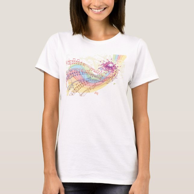 Camiseta Retro Rainbow and Music Notes (Anverso)