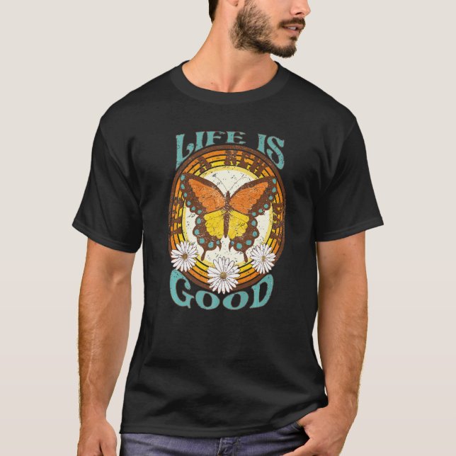 Camiseta Retro Rainbow Butterfly It's Good Life Hippie Insp (Anverso)