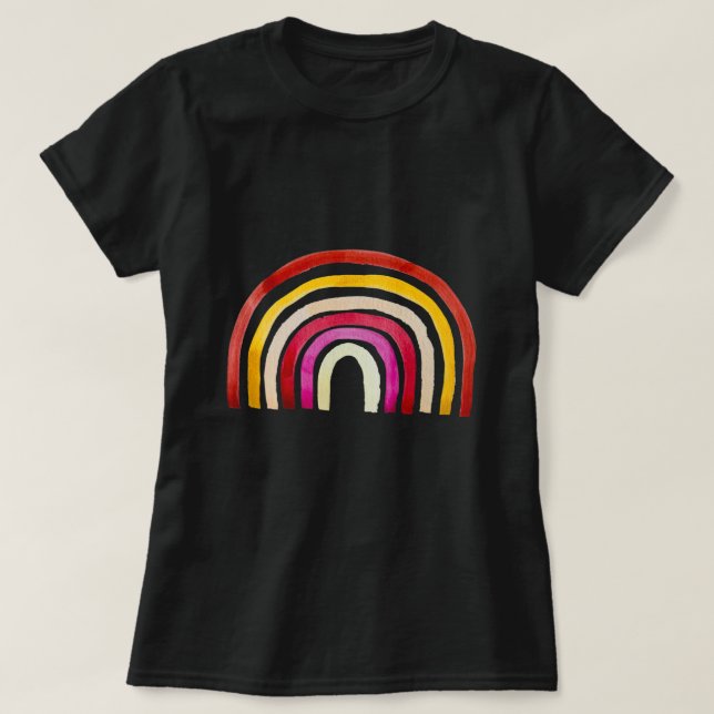 Camiseta Retro Rainbow lindo acuarela (Diseño del anverso)