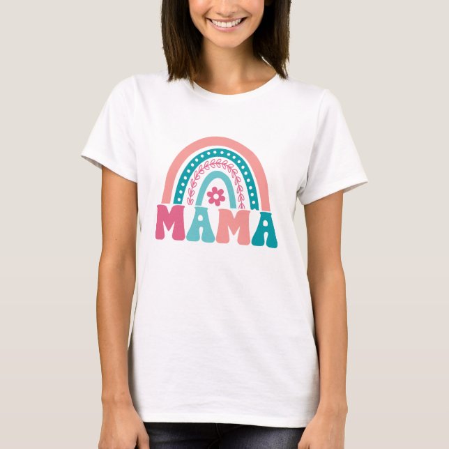 Camiseta Retro Rainbow Mama (Anverso)