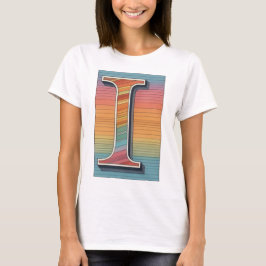 Camiseta Retro Rainbow Stripes Alphabet 'I'