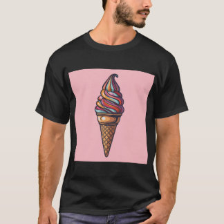 Camiseta Retro Rainbow Swirl Ice Cream Cone Art Oversized