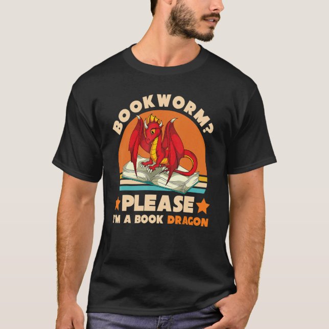 Camiseta Retro Reading Bookworm Please Im A Book Dragon (Anverso)