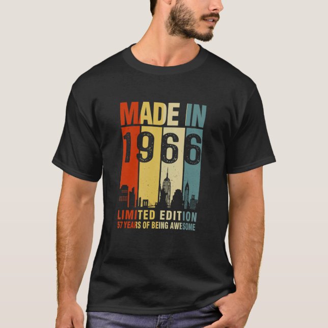 Camiseta Retro Realizado En 1966 57 Años De Ser Increíble (Anverso)