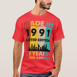 Camiseta Retro Realizado en 1991 Edición Limitada 32 años d