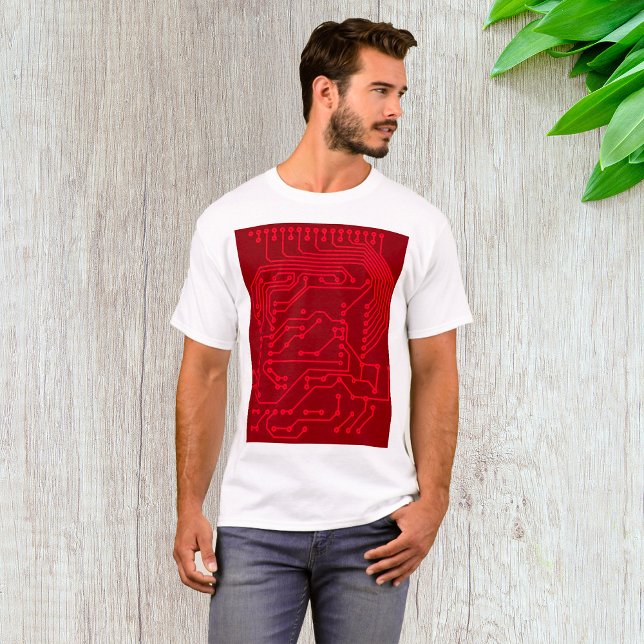 Camiseta Retro Red Circuit Board Tech Pattern (Subido por el creador)