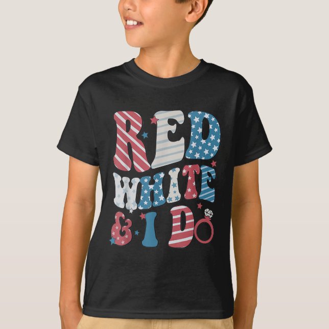 Camiseta Retro Red White And I Do 4th Of July Bachelorette  (Anverso)