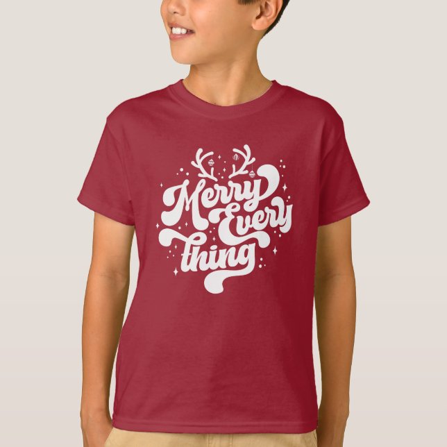 Camiseta Retro Red White Feliz todo Feliz Navidad (Anverso)
